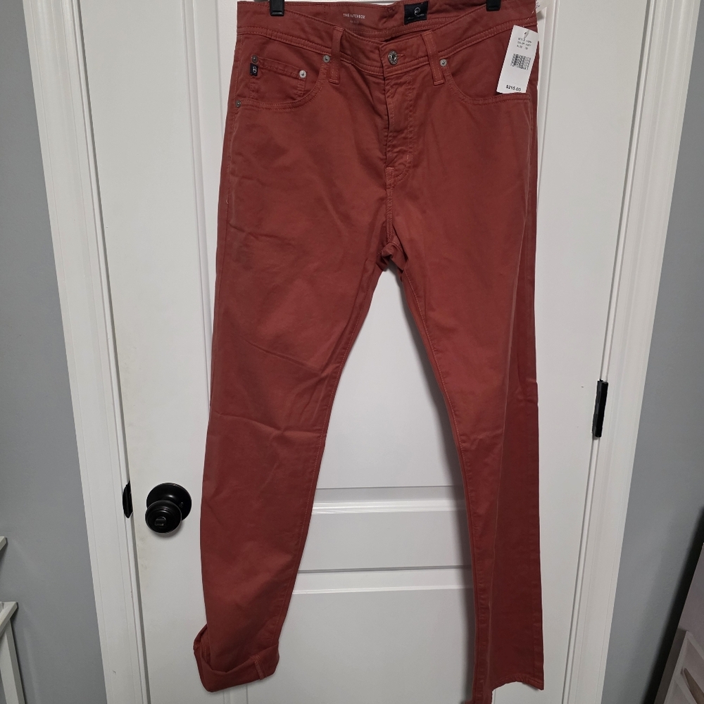 Adriano Goldschmied The Matchbox Slim Straight Mens Pants Size 32 Rust Orange